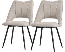 Eetkamerstoel set van 2 Beige gestoffeerd incl. montagemateriaal Gestoffeerde stoel Keukenstoel ML design