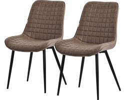 Eetkamerstoel set van 2 bruin met kunstlederen bekleding en stalen poten Keukenstoel met rugleuning ML design