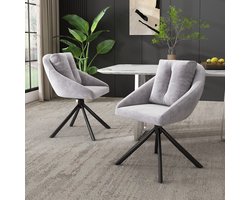 Eetkamerstoel set van 2 - Draaistoel - Beige stoel - Grijze stoel - Moderne stoel - Gestoffeerde stoel - Ergonomische stoel - Comfortabele stoel - Elegante stoel - Keukenstoel - Woonkamer stoel - Grijs