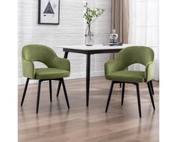 Eetkamerstoel set van 2 – Novihome draaibare keukenstoelen met armleuning, fluwelen bekleding, gestoffeerde comfortabele eetkamerstoelen met metalen poten, draaistoelen voor woonkamer, eetkamer of restaurant – groen