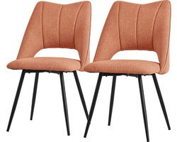 Eetkamerstoel set van 2 oranje gestoffeerd incl. montagemateriaal Gestoffeerde stoel Keukenstoel ML design