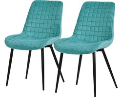 Eetkamerstoel set van 2 petrol met fluwelen bekleding en stalen poten Keukenstoel met rugleuning ML design