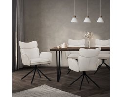 Eetkamerstoel set van 4 draaibaar Beige met rugleuning en armleuning tot 120 kg ML-Design