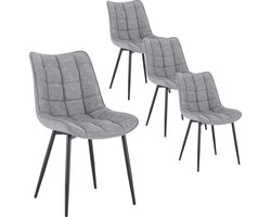 Eetkamerstoel Set van 4 - Eetkamerstoelen Set - 4 Stuks - Stoelen Set van 4 - Modern - Stoelen - Grijs - Kunstleer