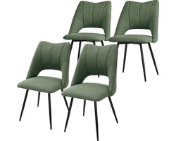 Eetkamerstoel set van 4 groen gestoffeerd incl. montagemateriaal Gestoffeerde stoel Keukenstoel ML design
