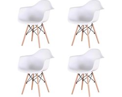 Eetkamerstoel - set van 4 kuipstoelen - Kuipstoel met armleuning - Wit