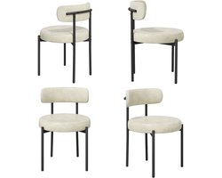 Eetkamerstoel Set van 4 PU Lederen Stoelen Gestoffeerd met Metalen Poten Moderne Keukenstoel Comfortabele Design Zitstoel voor Eetkamer Woonkamer Keuken Slaapkamer Horeca