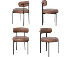Eetkamerstoel Set van 4 PU Lederen Stoelen Gestoffeerd met Metalen Poten Moderne Keukenstoel Comfortabele Design Zitstoel voor Eetkamer Woonkamer Keuken Slaapkamer Horeca