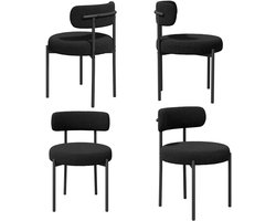 Eetkamerstoel Set van 4 Teddy Stof Gestoffeerde Stoel met Metalen Poten Moderne Keukenstoel Design Stoel Zachte Bouclé Stoel Comfortabele Zitstoel voor Eetkamer Woonkamer Keuken Slaapkamer Horeca Scandinavische Stijl