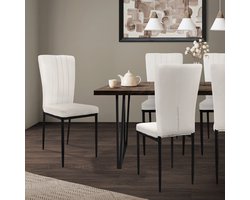 Eetkamerstoel set van 4 wit met fluwelen bekleding en metalen poten Keukenstoel ML design