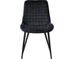 Eetkamerstoel set van 4 zwart met fluwelen bekleding en stalen poten Keukenstoel met rugleuning ML design