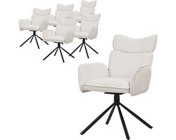 Eetkamerstoel set van 6 draaibaar Beige met rugleuning en armleuning tot 120 kg ML-Design
