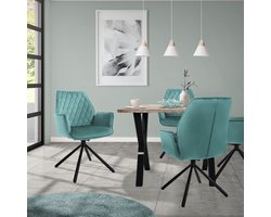 Eetkamerstoel set van 6 draaibaar met rugleuning en armleuningen Sage keukenstoel met microvezel fluwelen hoes ML design