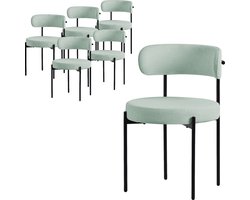 Eetkamerstoel set van 6 met teddy stof met rugleuning groen Keukenstoel ML-Design