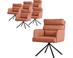 Eetkamerstoel set van 6 oranje draaibaar met afneembaar rugkussen gestoffeerd tot 120 kg ML design