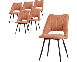 Eetkamerstoel set van 6 oranje gestoffeerd incl. montagemateriaal Gestoffeerde stoel Keukenstoel ML design