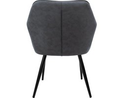 Eetkamerstoel set van 6 ruitvormige quilting met rugleuning en armleuningen antraciet Keukenstoel met kunstlederen bekleding ML design