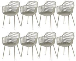 Eetkamerstoel set van 8 - moderne kunststof stoelen met armleuning