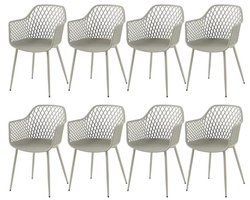 Eetkamerstoel set van 8 - moderne kunststof stoelen met armleuning