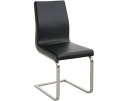 Eetkamerstoel Sledestoel - Moderne Stoel - Comfortabel Zitten - Roestvrij Staal Frame - 90cm Hoog - Zwart