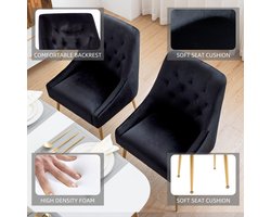 Eetkamerstoel – Stoel – Dining Chair – Dinerstoel – Kuipstoel – Set Van 4 – Fluwelen Bekleding – Gouden Metalen Poten