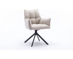 Eetkamerstoel - Stoel - Dynasty - Met arm - Stof alpine - boucle stof - Naturel 01 - Draaibaar
