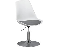 Eetkamerstoel - Stoel - In hoogte verstelbaar - Kunstleer - Wit/grijs - 46x46x88 cm