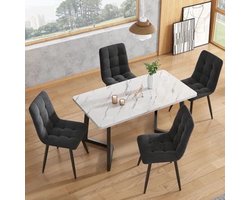 Eetkamerstoel – Stoel – Kuipstoel – Designerstoel – Cafetariastoel – Fluwelen Zitting – Metalen Onderstel – Set Van 4 – Donkergroen
