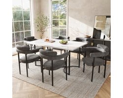 Eetkamerstoel – Stoel – Kuipstoel – Designstoel – Zitmeubel – Donkergrijs Suède – Comfortabel Ringzitvlak