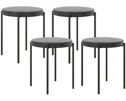 Eetkamerstoel – Stoel – Kuipstoel – Dinerstoel – Keukenstoel – Set Van 4 – Grijs Velours – Stapelbaar – Comfortabele Gevoerde Zitting – Donkerbruine Poten