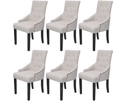 Eetkamerstoel – Stoel – Kuipstoel – Eettafelstoel – Keukenstoel – Set van 6 – Houten Frame – Zachte Bekleding