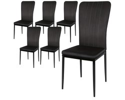 Eetkamerstoel – Stoel – Kuipstoel – Keukenstoel – Woonkamerstoel – Zwart – Fluwelen Bekleding – Ergonomische Rugleuning – Metalen Onderstel – Set van 6