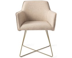 Eetkamerstoel - Stoel - Kuipstoel - Kuipstoelen - Eetkamerstoelen - Stoel Eetkamer - Beige - Goud - 59 cm breed