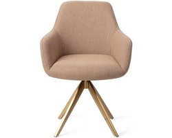 Eetkamerstoel - Stoel - Kuipstoel - Kuipstoelen - Eetkamerstoelen - Stoel Eetkamer - Bruin - Goud - 59 cm breed