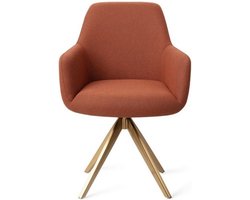 Eetkamerstoel - Stoel - Kuipstoel - Kuipstoelen - Eetkamerstoelen - Stoel Eetkamer - Oranje - Goud - 59 cm breed