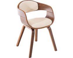 Eetkamerstoel - Stoel - Kunstleer - Crème/Walnoot