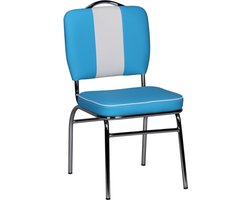 Eetkamerstoel - Stoel - Retro - Kunstleer - Blauw - 47x45x90 cm