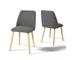 Eetkamerstoel – Stoel Voor Eetkamer – Dinning Chair – Keukenstoel – Dining Chair – Licht Beige Stoffering – Stevige Houten Poten