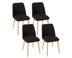 Eetkamerstoel – Stoel Voor Eetkamer – Keukenstoel – Dinning Chair – Modern Dining Chair – Licht Beige Stoffen Zitting – Massief Houten Poten – Ergonomisch Ontwerp – Comfortabel Zitvlak