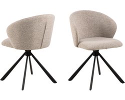 Eetkamerstoel Stof Beige - Draaibaar - 46x58x80cm - Set van 2