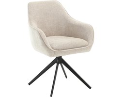 Eetkamerstoel Stof Beige - Zithoogte 52cm - 64x59x84cm - Thomas - Livingfurn