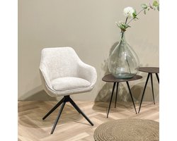 Eetkamerstoel Stof Beige - Zithoogte 52cm - 64x59x84cm - Thomas - Livingfurn - Set van 2