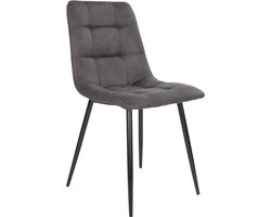 Eetkamerstoel Stof Donkergrijs - Zithoogte 50cm - 55x44x86cm - Set van 2