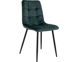 Eetkamerstoel Stof Donkergroen - Zithoogte 50cm - 55x44x86cm - Set van 2