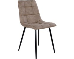 Eetkamerstoel Stof Lichtbruin - Zithoogte 50cm - 55x44x86cm - Set van 2