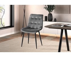 Eetkamerstoel Tanja-donkergrijs fluweel - Set van 2