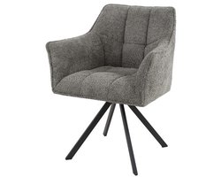 Eetkamerstoel Taupe Bouclé (Draaibaar) - Industriele Dinerstoel met Comfortabele Zitting - Luxe Taupe Bouclé/Teddy Stoel met Zachte Zit- en Rugkussen - Industrieel Eettafel Stoel (62x61x82) Draaibare Dinerstoel met Kruispoot