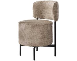 Eetkamerstoel Taupe Bouclé Set Van 2 (Draaibaar) - Taupe/Beige Dinerstoel met Comfortabele Zitting - Luxe Taupe Bouclé Teddy Stoel - Industrieel Eettafel Stoel (51x61x82) Draaibare Dinerstoel met Ronde Zitting - Set Van 2