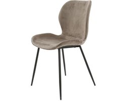 Eetkamerstoel Taupe Velvet Set van 4 - Beige Industriële Dinerstoel met Zachte Fluwele Bekleding - Fluweel Eetkamerstoel met Moderne en Comfortabele Kuipvorm - Industriële Stoel voor Eetkamer (Set Van 4)