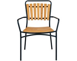 Eetkamerstoel Teakhout - Zwart Frame - Zithoogte 46cm - House Nordic - Set van 4